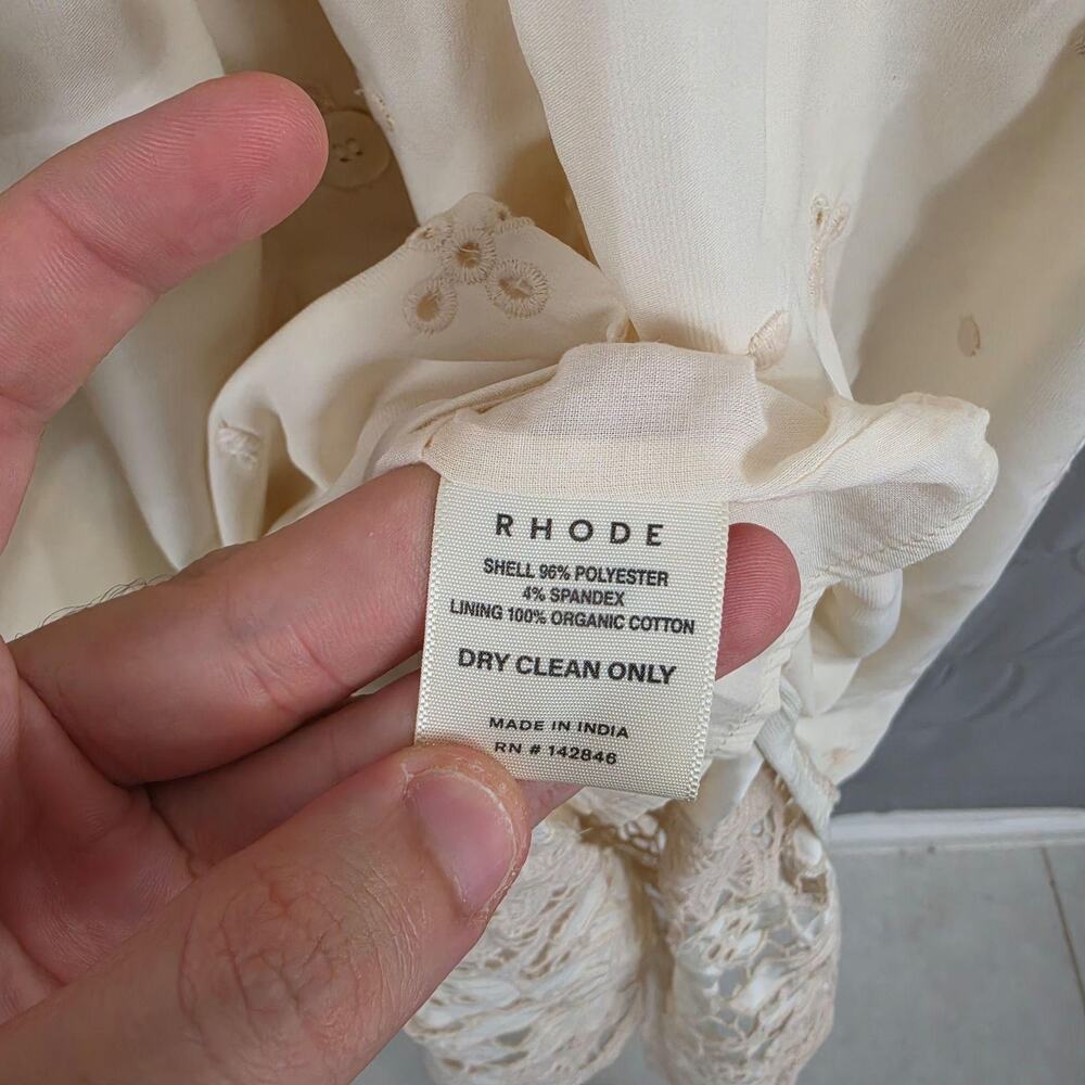 Rhode Dress Small Mira in Ivory Etoile Eyelet Lace Midi Boho Cottagecore Boho - Picture 11 of 14